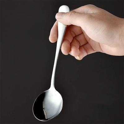 China 1pcs Round Durable Golden Spoon Tablespoons Premium Food Grade Stainless Steel Spoons Durable Metal Tablespoon Silverware Spoons Only for sale