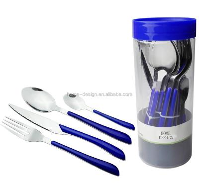 China 24pcs Sustainable Double Injection Clamping Premium Handle Cutlery Set for sale