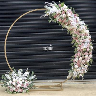 China Round Flower Circle MSFAME Artificial Flowers Ribbon Arch Flower Circle Frame Stage Deco for sale