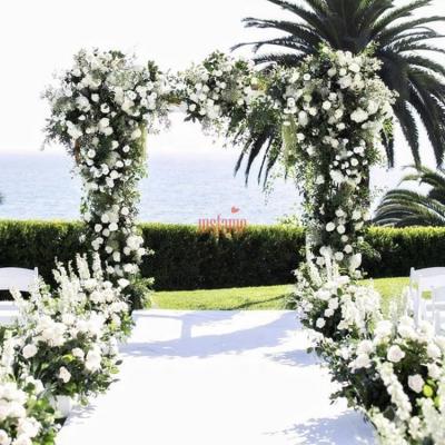 China Wedding Flower Backdrop Plant Hot Selling Square Wedding Archs 2.4*2.4m Large Square Shape Flower Row Arch Flowers for sale