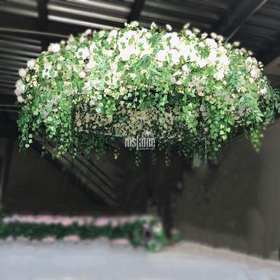 China Wedding Decoration Decoration To Wedding Metal Grid Iron Wrought Iron Background Flower Chandelier for sale