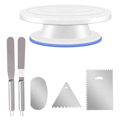 China Viable Set Cake Turntable Set Ice Cream Spatula Decorating Set Plastic Cake Stand for sale