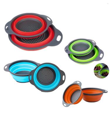 China Viable Folding Basket Strainer Silicone Colander Kitchen Colander for sale