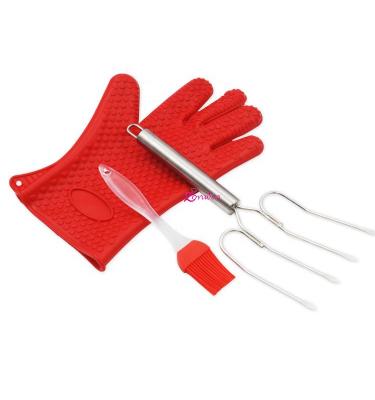 China Embroidered Kitchen Silicone Glove Silicone Oven Mitt With Fingers for sale