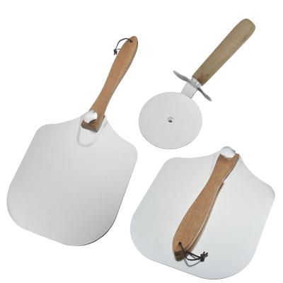 China Aluminum Spatula cSet Easily Cleaned Foldable Pizza Cutter With Wooden Handle for sale