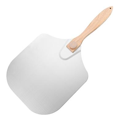 China Easily Cleaned Foldable Pizza Turner, Large Size Pizza Tools Stainless Steel Pizza Spatula With Wooden Handle for sale