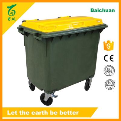 China Baichuan 4 Large Size HDPE Plastic HDPE Wheeled Mobile 660 Liter Garbage Bin for sale