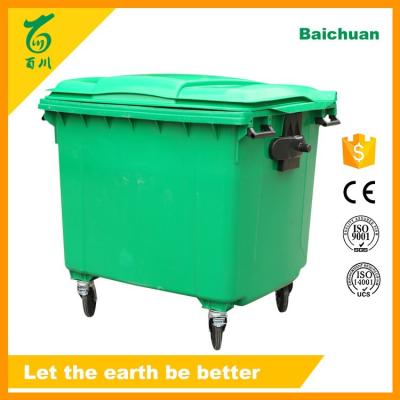 China Sustainable Large Plastic Recycling HDPE Waste Bins 1100L Industrial Waste Bin for sale