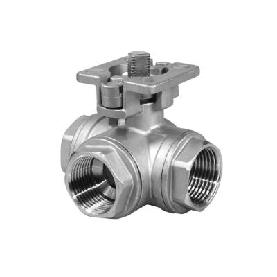 China Food Grade General Pneumatic 3 Way Ball Valve Stainless Steel Double Acting Ball Valve for sale