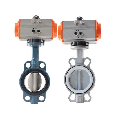 China General factory direct sale cast iron PN10 PN16 wafer flange high pressure butterfly valve with pneumatic actuator for sale