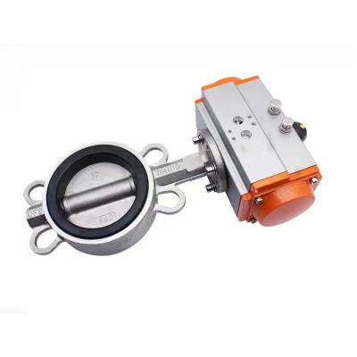 China General Manufacturer Air Filter Center Lever Wafer Type DN50 CF8 Pneumatic Butterfly Valve For Water Supply for sale