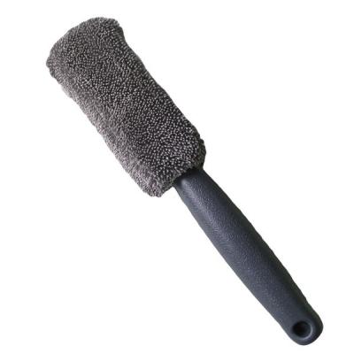 China Auto Care Cleaner Microfiber Braid Cloth Handle Car Wheel Tire Long Sweep Car Wash Light Detailing Cleaning Brush for sale