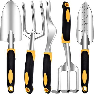 China Multifunctional Mini Hand Plant Garden Tools Kit Set For Gardening Heavy Duty Aluminum Alloy 5 PCs Garden Work for sale