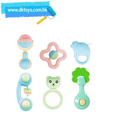 China Eco-Friendly Material Cute Hand Shake Toys 6 PCS Baby Rattle In A Teether Bottle Baby for sale