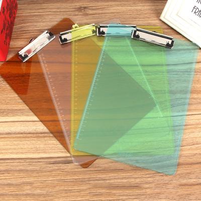 China Office Stationery A4 Folder Writing Board PP Cut Transparent Plastic File Belt Ladder Bulletin Pad Board Document Clip Office Supplies for sale