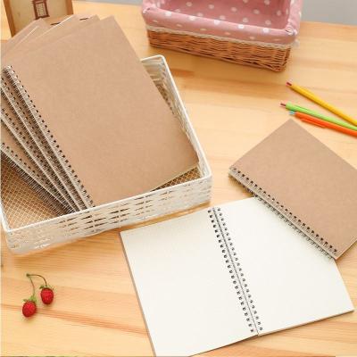 China Eco-friendly Paper Coil Spiral Notebook, Small Rings Journal Book, Students Drawing Kraft Paper Cover Graphic Book for sale