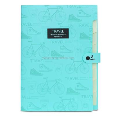 China PP Document File Folder Expanding Pockets A4 Paper And Letter Size Archival File Organizer 8 Pockets Light Green for sale