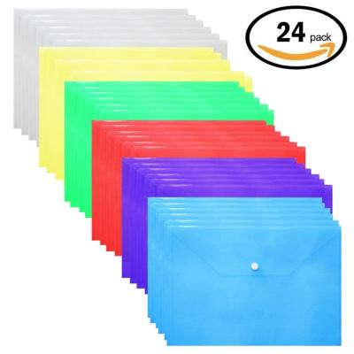 China Office Stationery Plastic Envelopes, 24 Pack Poly Envelopes With Button Plastic Snap Folders Premium Quality Document A4 Folder Size 6 Assor for sale