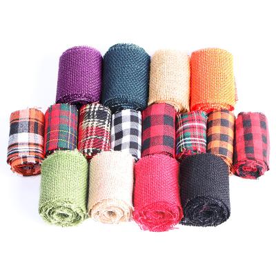 China Wholesale Christmast Ornament Custom Wired Red Gingham Buffalo Plaid Ribbon Bun Polyester Materials Christmas Ribbons For Decorative Gift Wrapping for sale