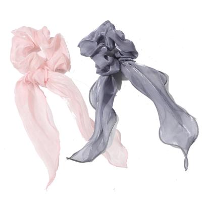 China Fashion Elastic Hair Band Wholesales Cheap Flower Cloth Flower Scarf Hair Tie Scrunchies Women Fashion Hair Accessories Long Hair 2 Buyers for sale