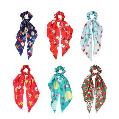 China Fashion Women Hair Hiar Tie Hair Accessories Ponytail Holders Snowman Christmas Scarf Elastic Hair Scrunchies Elastic Band for sale