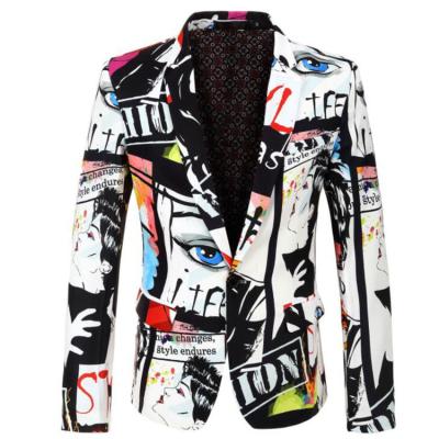 China New Fashion Mens Breathable Party Coat Suit Blazer Casual Slim Fit Blazer Buttons Suit 3D Floral Print Blazers Paint Jacket For Men for sale