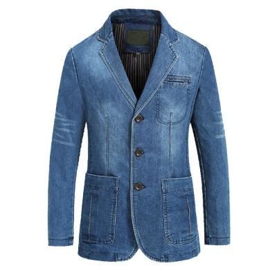 China New men's denim blazer fashion cotton vintage suit jacket 4XL breathable male blue denim jacket men slim fit jeans blazers for sale