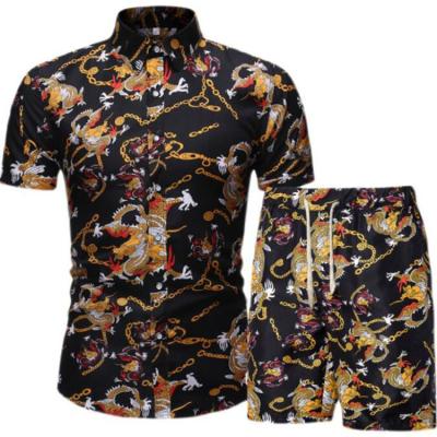 China Summer Breathable Men 2 Piece Set Casual Man Printed Shirt And Shorts Set Beach Wear Board Shorts Hawaiian Shirt Set Fashion Clothes for sale