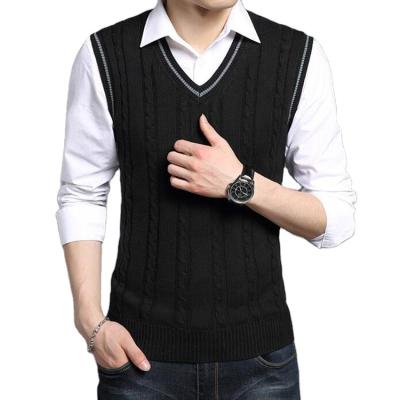 China V-Neck Breathable Stylish Pullovers Autumn V-Neck Sweater Mens Gentleman Sweater Design Sleeveless Knitted Casual Male Sweater Vest Sweater Vest for sale