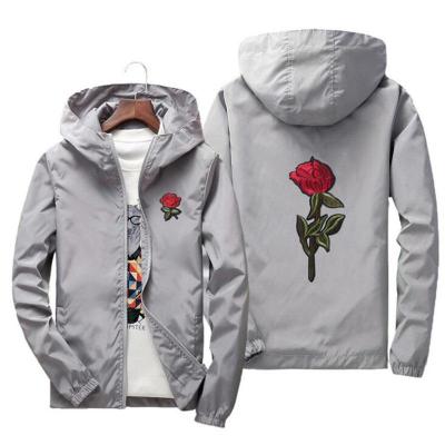 China New Fashion Hot Women's Jacket Rose Jacket Windbreaker Men And Plus Size White And Black Roses Outwear Coat for sale