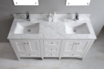 Κίνα Άσπρα μαρμάρινα Countertops λουτρών φύσης, μαρμάρινο Countertop νησιών με τον ωοειδή νεροχύτη προς πώληση