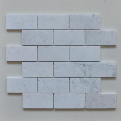 China Large Decorative Marble Mosaic Subway Tile Beveled Mesh For Tea Room for sale