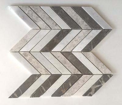 China Chevron Brown Silver Marble Mixed Mosaic Tiles , 12x12 Mosaic Tile Sheets for sale