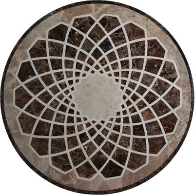 China Emperador Flower Mosaic Tile Wall Art , Round Outdoor Mosaic Art Projects for sale