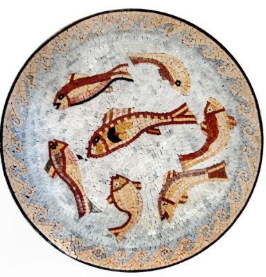 China Gold Fish Nautical Medallion Round Mosaic Art Patterns Mosaic Pool Tiles Colourful for sale