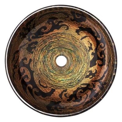 China Classical Round Countertop Bathroom Sink Bowls , Tempered Glass Vessel Bathroom Sinks for sale