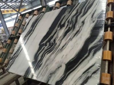 China Luxury Italian Marble Slabs , Panda White Marble Slab With Gray Lines for sale