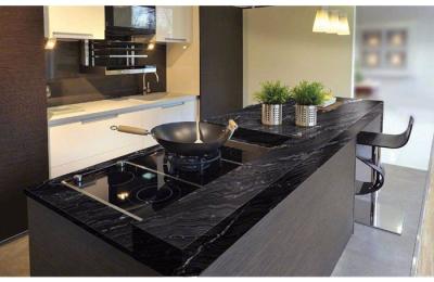 China Granite Countertops In Kitchen , Agatha Black Granite Countertop Polish Finished for sale