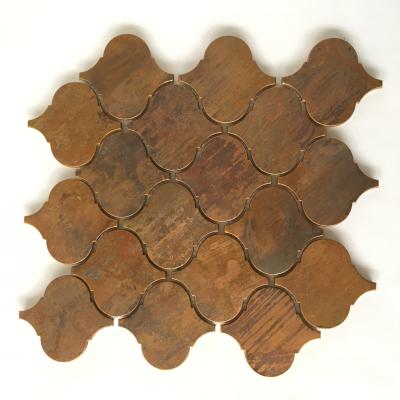 China Factory Supply Bronze  Metallic Copper Tiles Lantern Design For Kitchen Backsplash Metal Tiles for sale