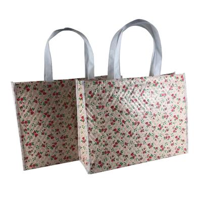 China Reusable Eco - Friendly Durable Flower Printed Handled Laminated PP Non Woven Customer Bag for sale