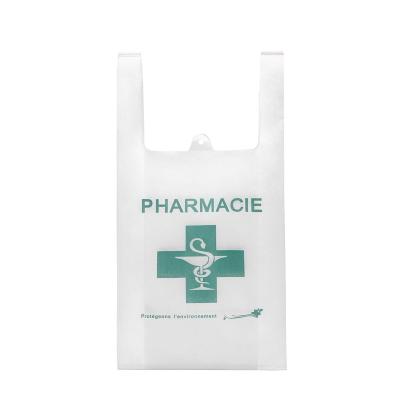 China Reusable Eco - Friendly Cheap Price Vest Shape Non Woven Bag T - Shirt Grocery Bag For Supermarket for sale