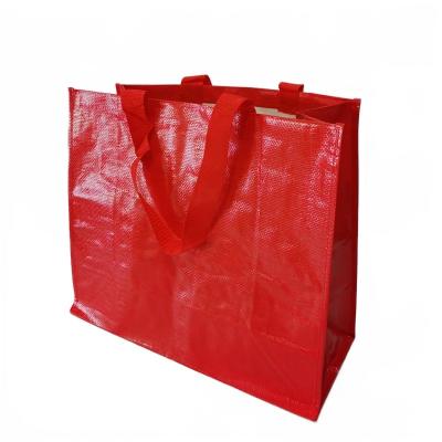 China A Reusable Red Color Full Printed ShopperBag Durable PP Woven Tote Bag For Clothes And Supermarket Shopping for sale