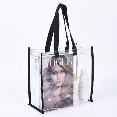 China 2022 Reusable Women Handbag PVC Beach Shopper Bag Large Capacity Clear Shoulder Bags Tote Bag With Handles For Work Beach Lunch Sports for sale