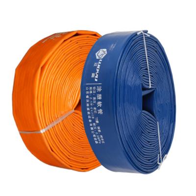 China Durable Layflat PVC Water Delivery Hose - Blue / Orange Discharge Hose Pump Lay Irrigation Flats for sale