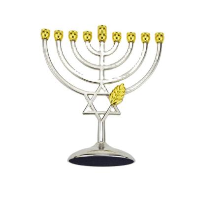 China Jewish Israel Hanukah Jerusalem Candlestick Metal Candle Holder of Jesus Christ Nine Heads Hanukkah Single Menorah Candle for sale