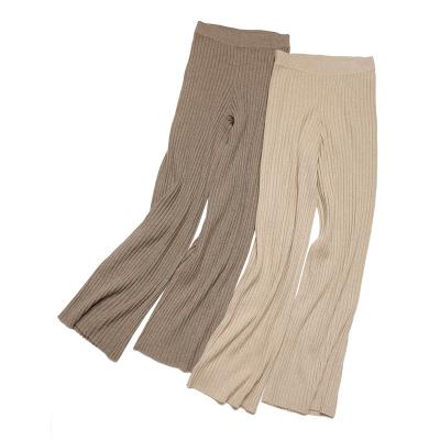 China Anti-pilling 2019 New Cashmere Women Casual Knitted 100% Wide Leg Pants Trousers for sale