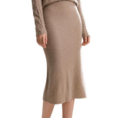 China Autumn Winter Anti-static Elastic Band Warm 100% Cashmere Knit Straight Skirt for sale