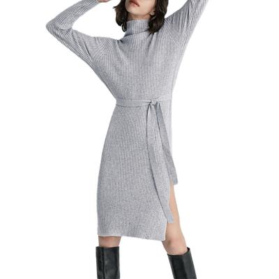 China Autumn Winter Anti-Static Top Long Sleeve Women Knitted Belt Casual Outfits for sale