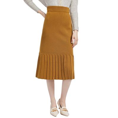 China Autumn Winter Wear Women Anti-Static Cashmere Knitted High Waist Casual Skirts for sale