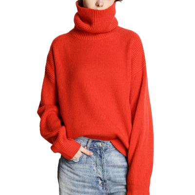 China Anti-Shrink Turtle Neck Warm Winter Sale Casual Loose Cotton Knit Sweater For Women for sale